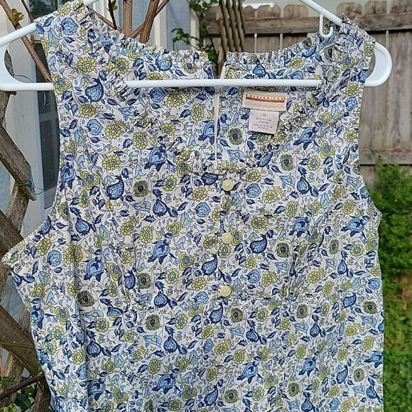 EUC Expressions50 Blue Floral Sleeveless Midi Dress Tones of Blue, Green, SZ 14 - Picture 4 of 16